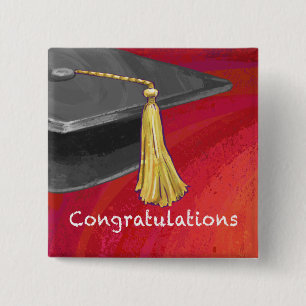 Congratulations Graduate Black and Red 15 Cm Square Badge