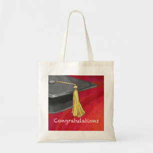 Congratulations Graduate Black and Red Tote Bag