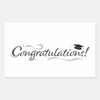 Congratulations Graduate Black & Gold Rectangular Sticker