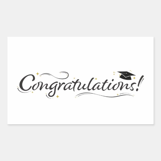 Congratulations Graduate Black & Gold Rectangular Sticker (Front)