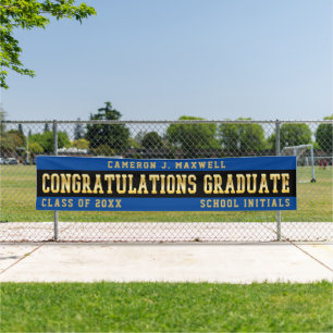 Congratulations Graduate Blue Black Gold Banner