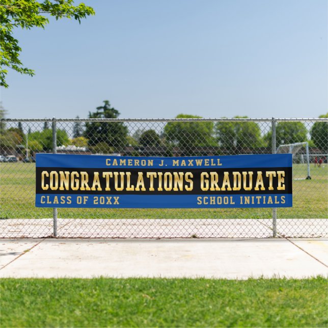 Congratulations Graduate Blue | Black | Gold  Banner (Insitu)