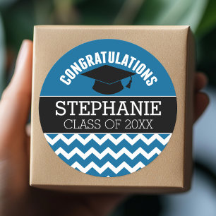 Congratulations Graduate - Blue Black Graduation Classic Round Sticker