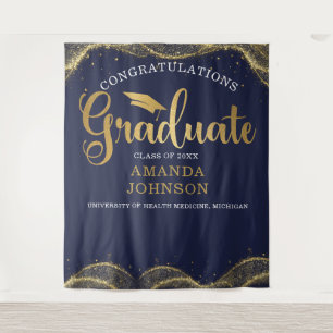 Congratulations Graduate Blue Gold Graduation Tapestry