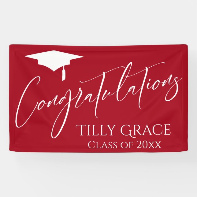 Congratulations Graduate Class of Bright Red Banner (Horizontal)