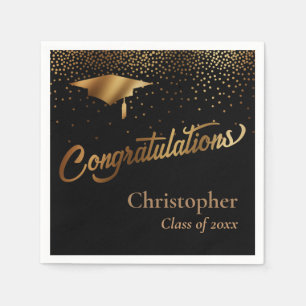 Congratulations Graduate, Class of Gold on Black Napkin