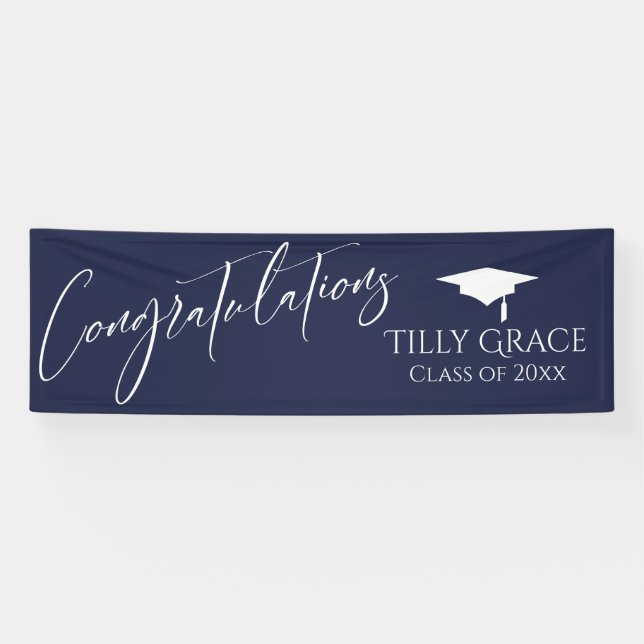 Congratulations Graduate Class of Navy Blue Banner (Horizontal)