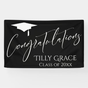 Congratulations Graduate Class of White on Black Banner