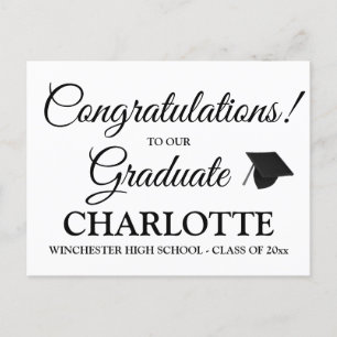Congratulations graduate custom black script text postcard