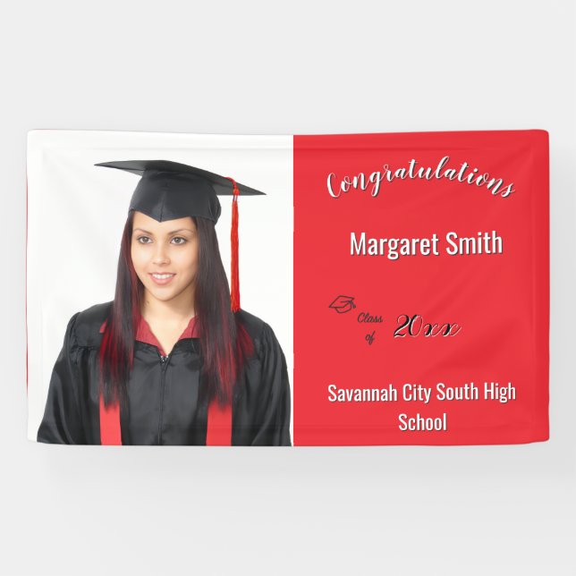 Congratulations Graduate Custom Photo Year School Banner (Horizontal)
