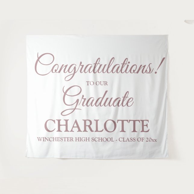 Congratulations graduate custom rose gold script tapestry (Front (Horizontal))