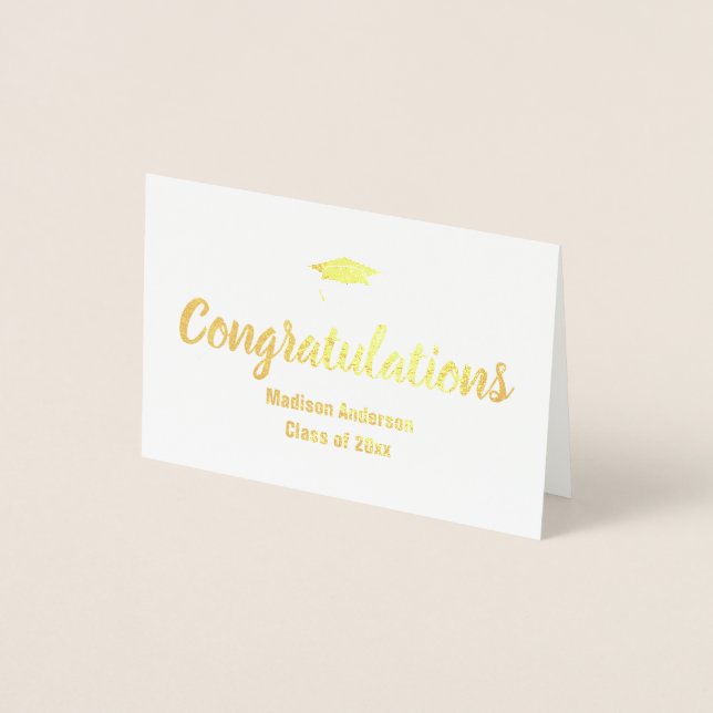 Congratulations Graduate Elegant Gold Foil Script Foil Card (Front)