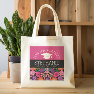 Congratulations Graduate Girly Flowers Graduation Tote Bag