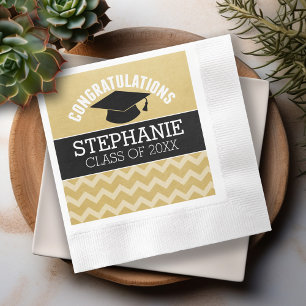 Congratulations Graduate - Gold Black Graduation Napkin