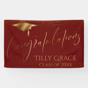 Congratulations Graduate Gold Confetti on Burgundy Banner