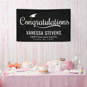 Congratulations Graduate Graduation Black Modern Banner