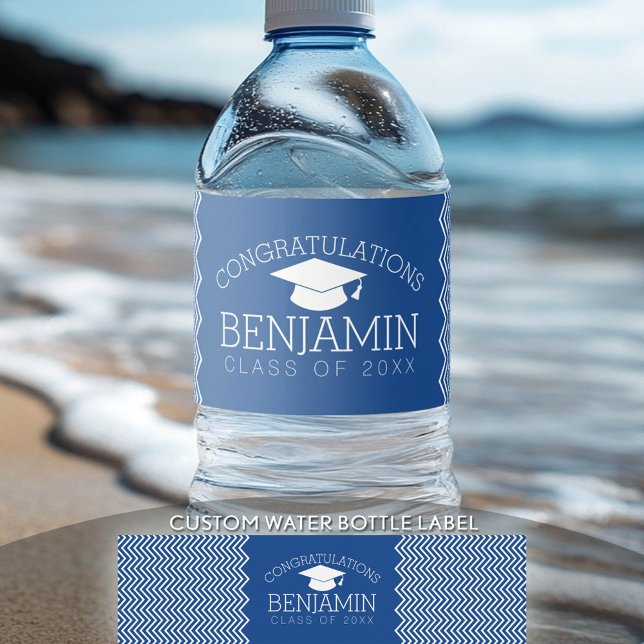 Congratulations Graduate Graduation CAN EDIT COLOR Water Bottle Label (Custom Graduation Water Bottle Label)