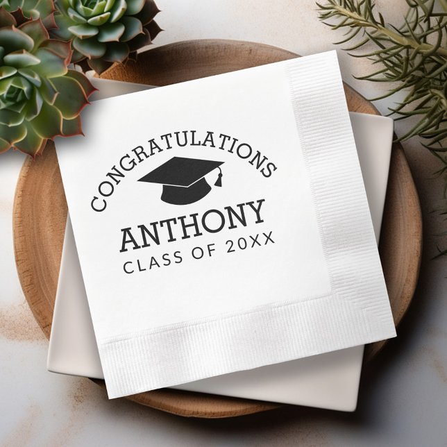Congratulations Graduate Graduation Cap black Napkin (Custom Graduation Napkins - Personalize these for the Grad Party)