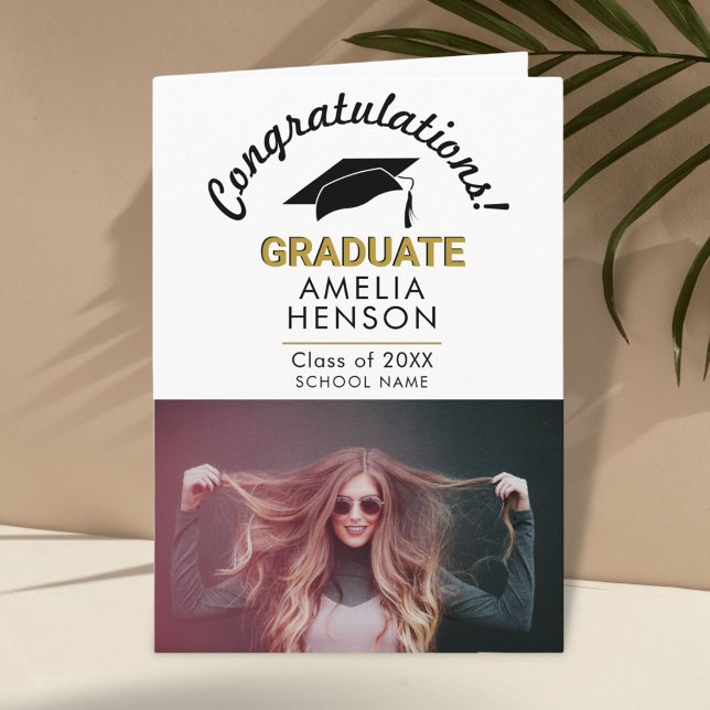 Congratulations Graduate Graduation Cap Photo Card (Creator Uploaded)