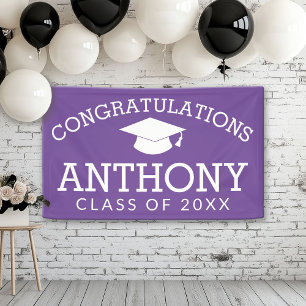Congratulations Graduate Graduation Cap Purple Banner