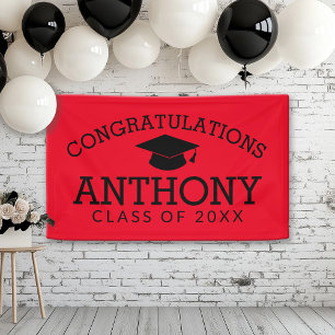 Congratulations Graduate Graduation Cap red black  Banner