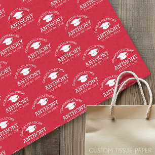 Congratulations Graduate Graduation Cap red white Tissue Paper