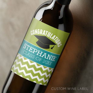 Congratulations Graduate - Graduation Hat and Name Wine Label