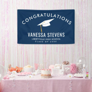 Congratulations Graduate Graduation Navy Modern Banner