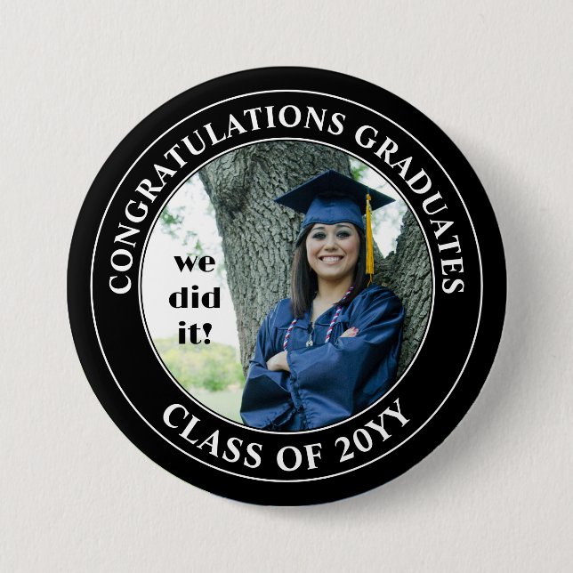 Congratulations Graduate Graduation Photo 7.5 Cm Round Badge (Front)