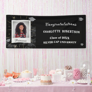 Congratulations Graduate Graduation Photo Black Banner