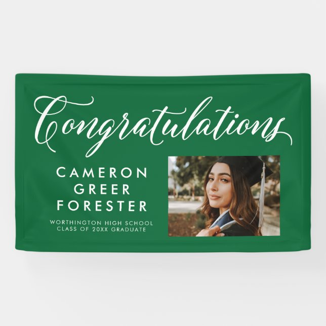 Congratulations graduate green photo banner (Horizontal)