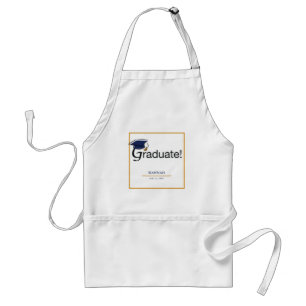 Congratulations Graduate, Hat, Tassel, Blue, Gold Standard Apron