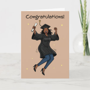 Congratulations Graduate Jumping African Woman Holiday Card