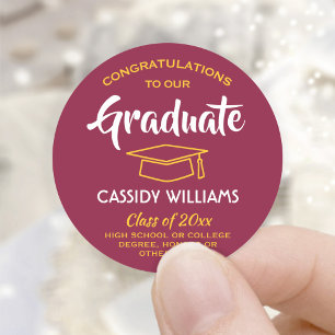 Congratulations Graduate Maroon & Gold Graduation Classic Round Sticker