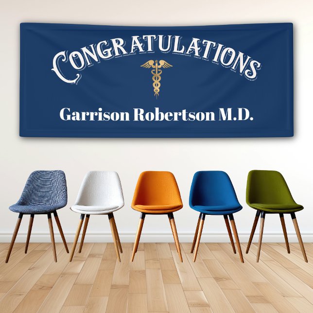 Congratulations Graduate MD Doctor Banner (Graduation congratulations banner for grads or promotions. Medical theme for Doctors, Nurses, Techs )
