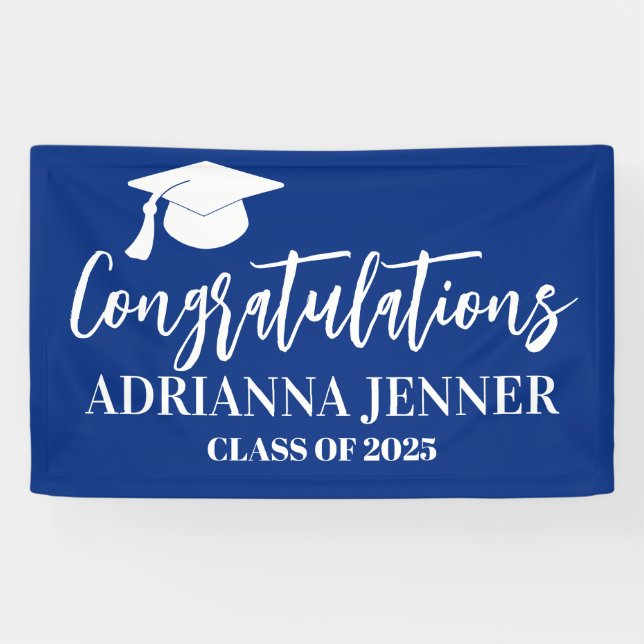 Congratulations Graduate Modern Script Blue Banner (Horizontal)