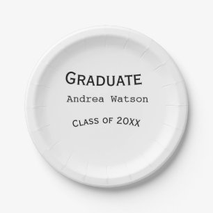 Congratulations graduate name class of 20XX type w Paper Plate