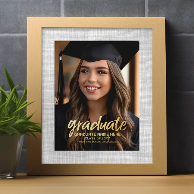 Congratulations Graduate - Party Photo - Text in Foil Prints (Custom Frameable Art)
