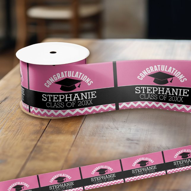 Congratulations Graduate - Personalised Graduation Satin Ribbon (Custom Graduation Ribbon)