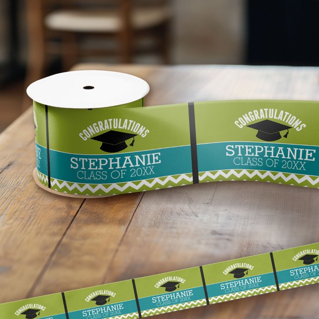 Congratulations Graduate - Personalised Graduation Satin Ribbon (Custom Graduation Ribbon)