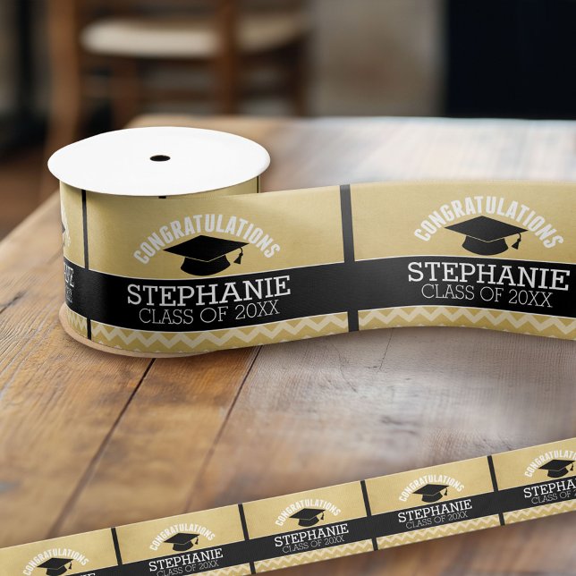 Congratulations Graduate - Personalised Graduation Satin Ribbon (Custom Graduation Ribbon)