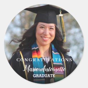 Congratulations Graduate Photo Name Classic Round Sticker