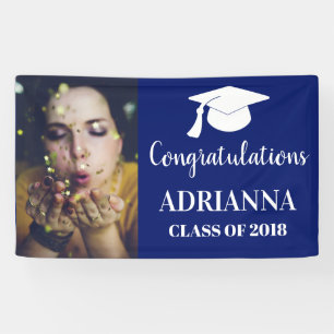 Congratulations Graduate Photo Navy Blue Banner