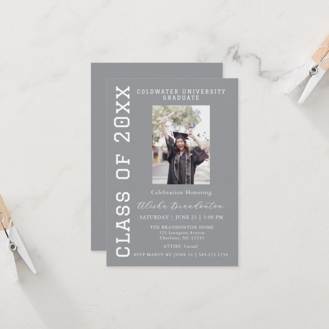 Congratulations Graduate Photo Party Invitation (Front/Back In Situ)