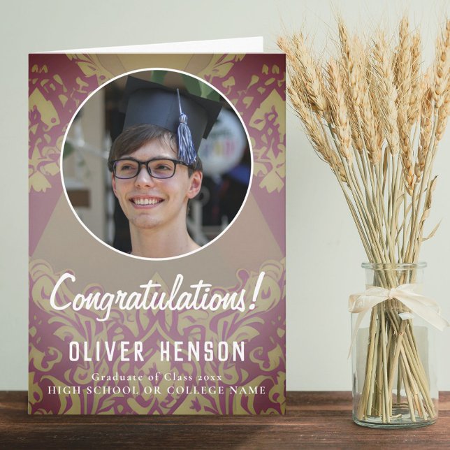Congratulations Graduate Photo Pattern Graduation Card (Creator Uploaded)