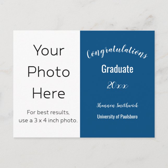 Congratulations Graduate Photo School and Year Postcard (Front)