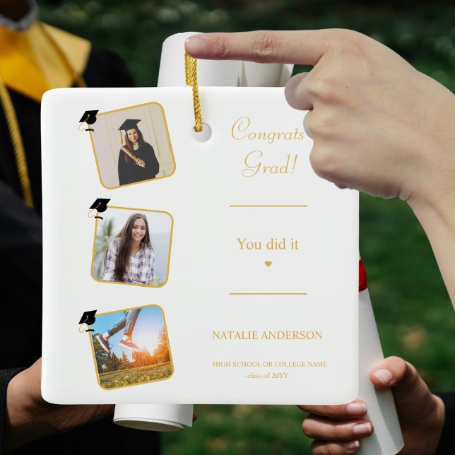Congratulations Graduate Photo  Simple Graduation Ceramic Ornament (Creator Uploaded)