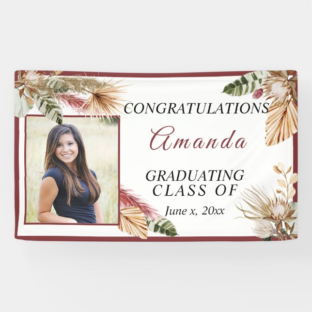 Congratulations Graduate Photo Tropical Bohemian  Banner (Horizontal)