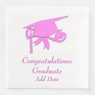 Congratulations Graduate Pink Cap Graduation Napkin