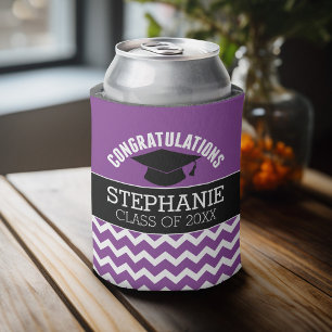 Congratulations Graduate - Purple Black Graduation Can Cooler